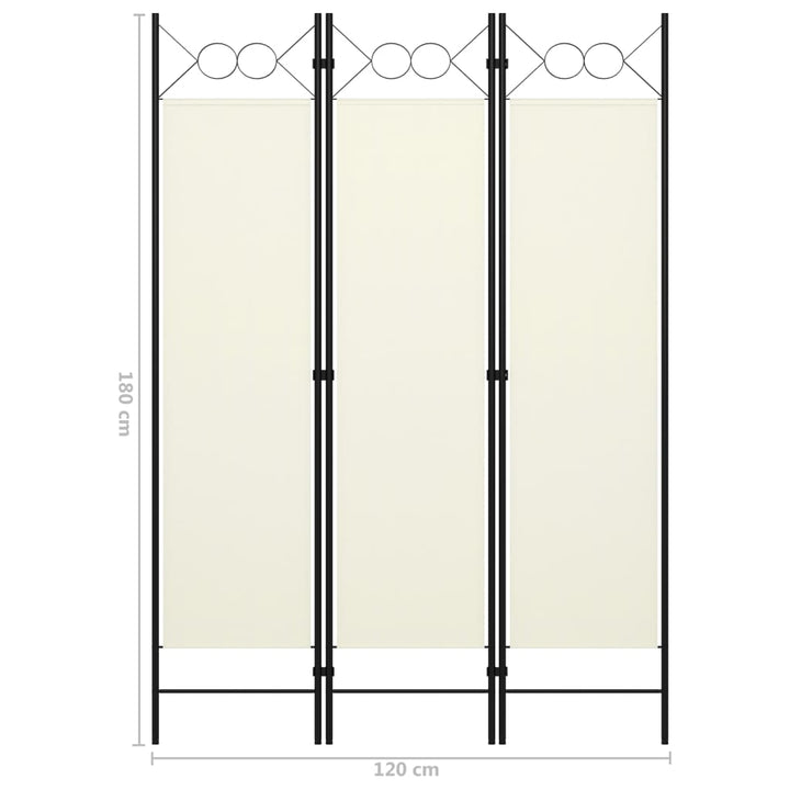 Kamerscherm met 3 panelen 120x180 cm crèmewit - Griffin Retail