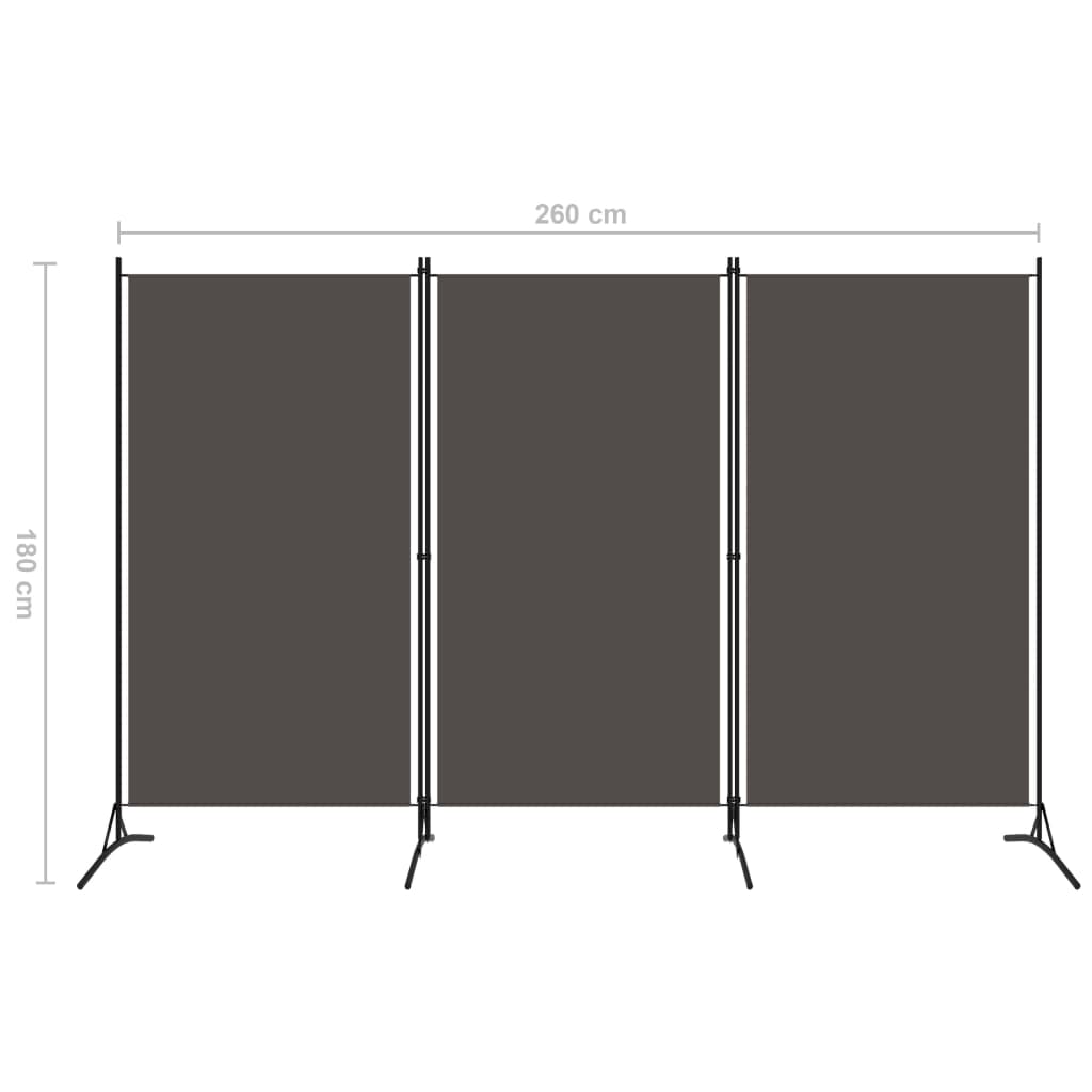 Kamerscherm met 3 panelen 260x180 cm antraciet - Griffin Retail