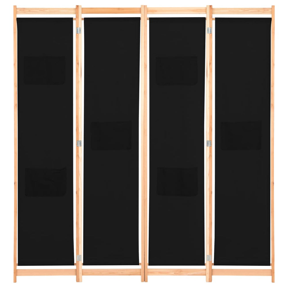 Kamerscherm met 4 panelen 160x170x4 cm stof zwart - Griffin Retail