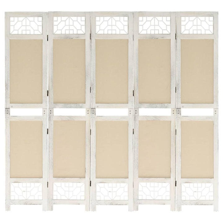 Kamerscherm met 5 panelen 175x165 cm stof crèmekleurig - Griffin Retail