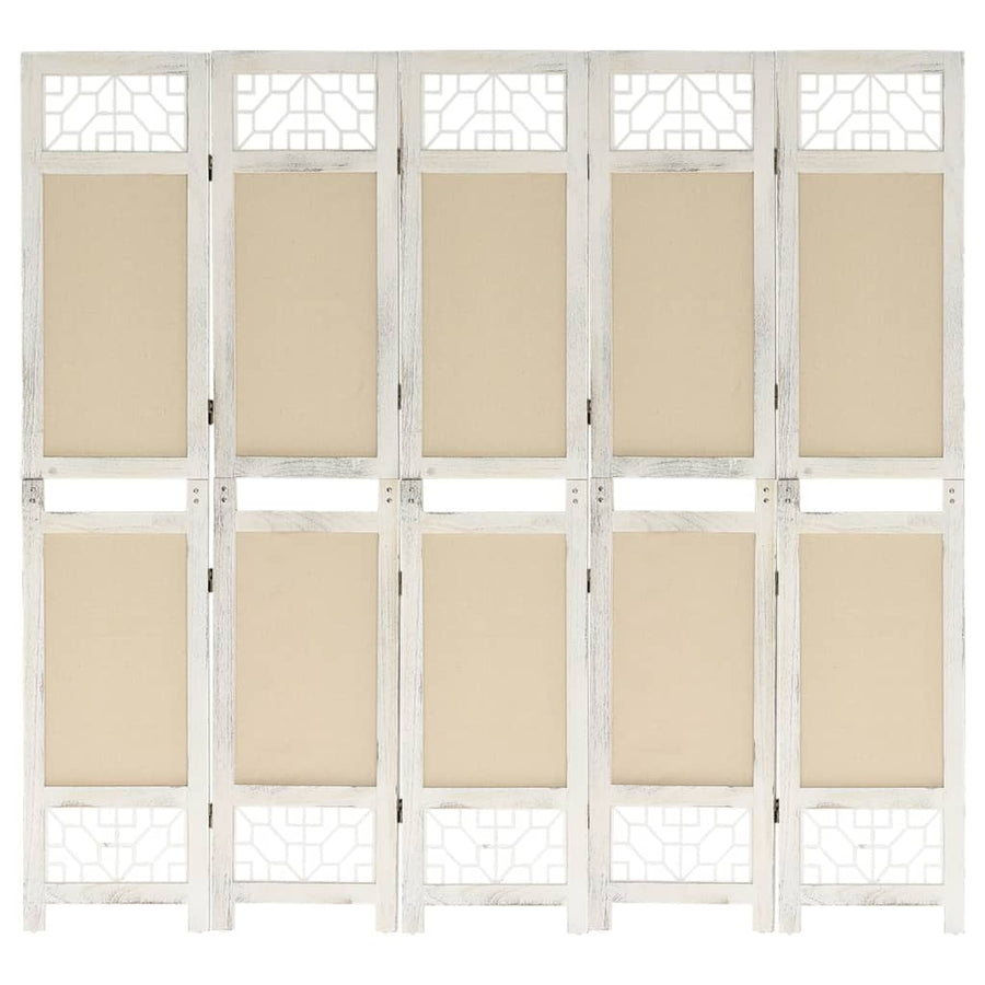 Kamerscherm met 5 panelen 175x165 cm stof crèmekleurig - Griffin Retail