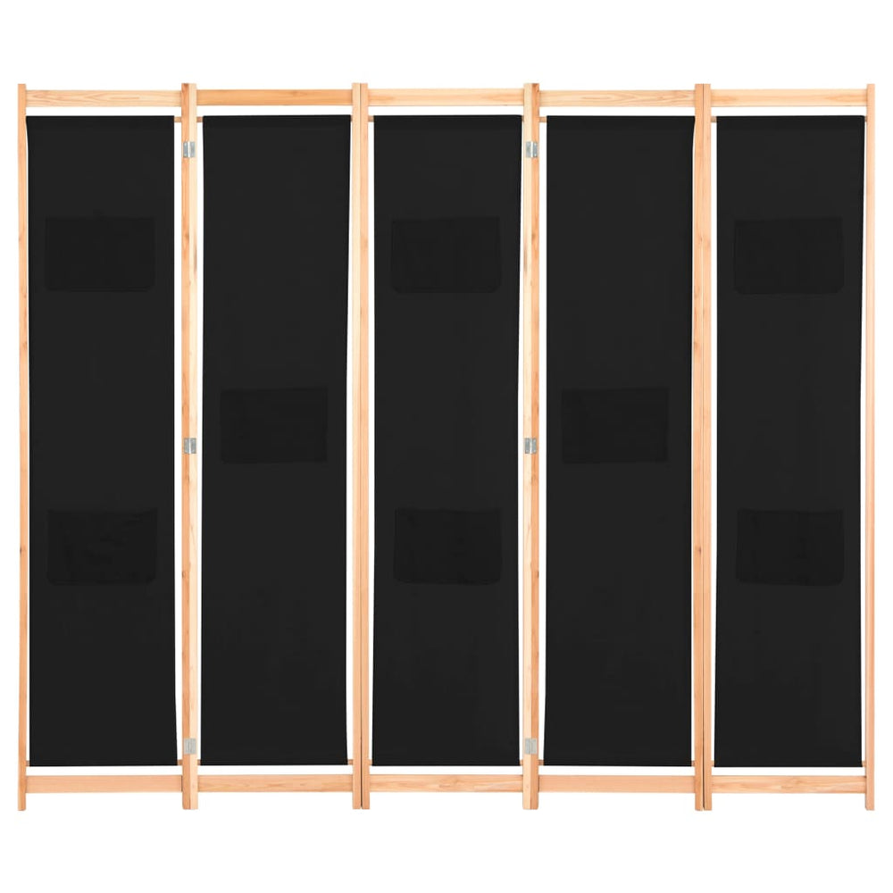 Kamerscherm met 5 panelen 200x170x4 cm stof zwart - Griffin Retail