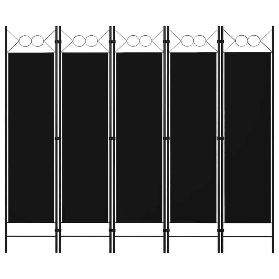 Kamerscherm met 5 panelen 200x180 cm zwart - Griffin Retail