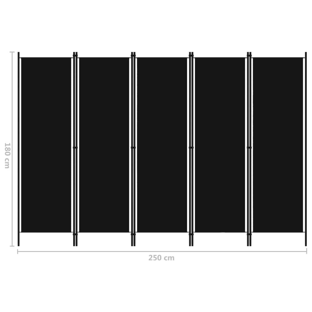 Kamerscherm met 5 panelen 250x180 cm zwart - Griffin Retail