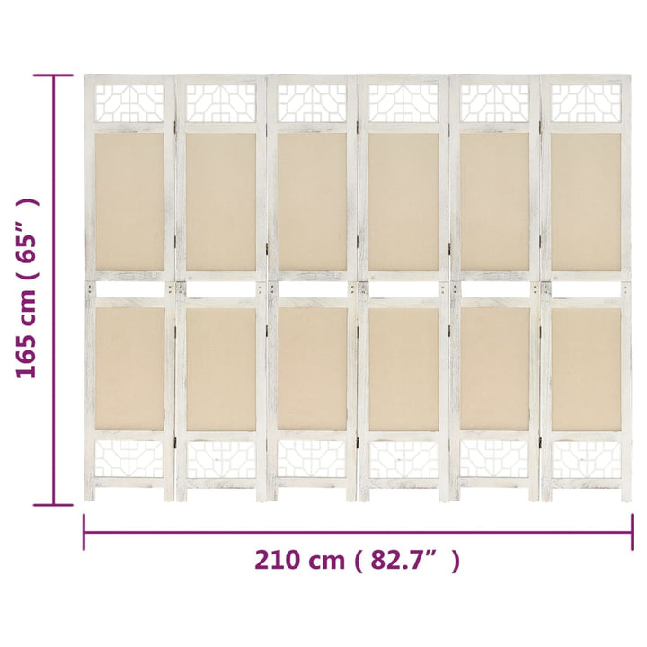 Kamerscherm met 6 panelen 210x165 cm stof crèmekleurig - Griffin Retail