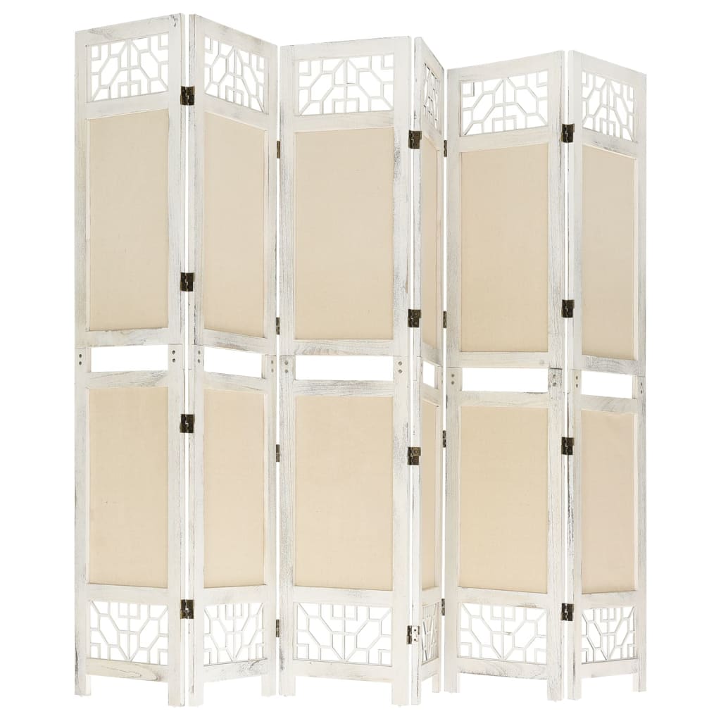 Kamerscherm met 6 panelen 210x165 cm stof crèmekleurig - Griffin Retail