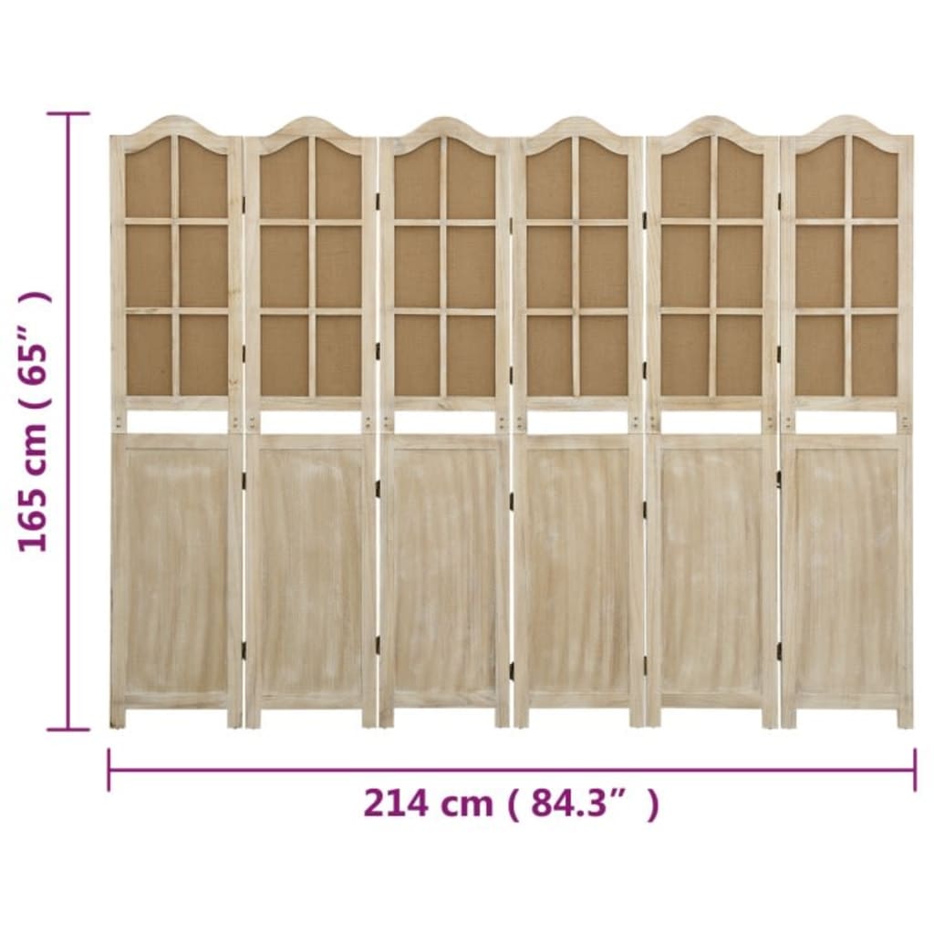 Kamerscherm met 6 panelen 214x165 cm stof bruin - Griffin Retail