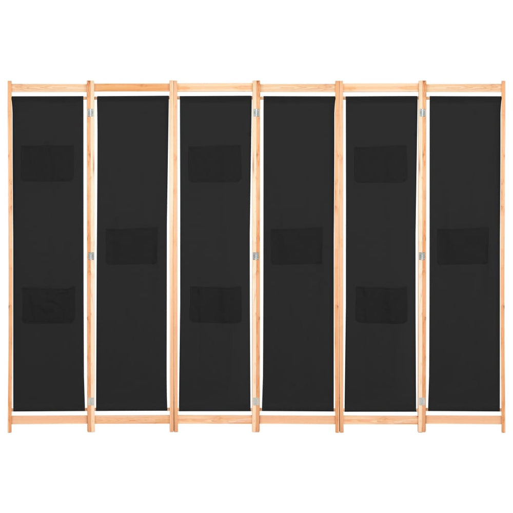 Kamerscherm met 6 panelen 240x170x4 cm stof zwart - Griffin Retail