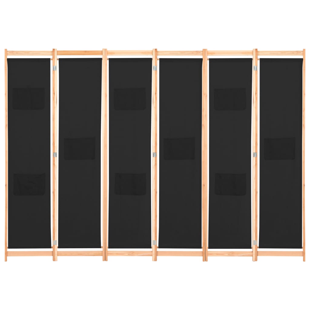 Kamerscherm met 6 panelen 240x170x4 cm stof zwart - Griffin Retail