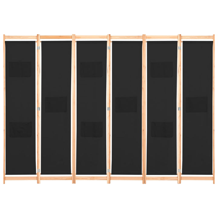 Kamerscherm met 6 panelen 240x170x4 cm stof zwart - Griffin Retail