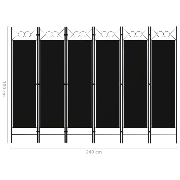 Kamerscherm met 6 panelen 240x180 cm zwart - Griffin Retail