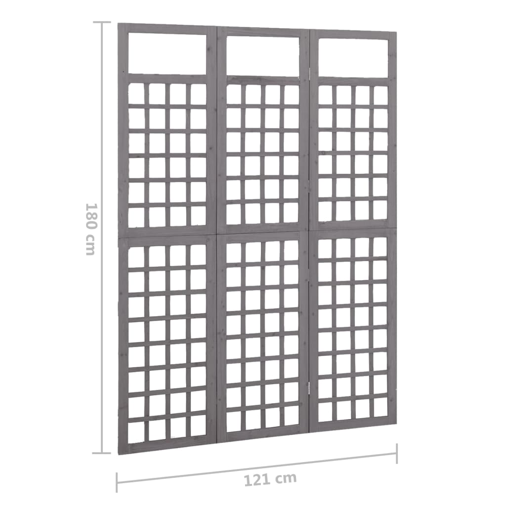 Kamerscherm/trellis met 3 panelen 121x180 cm vurenhout grijs - Griffin Retail