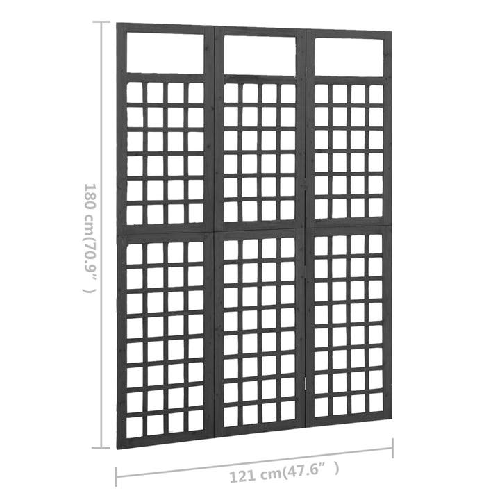 Kamerscherm/trellis met 3 panelen 121x180 cm vurenhout zwart - Griffin Retail