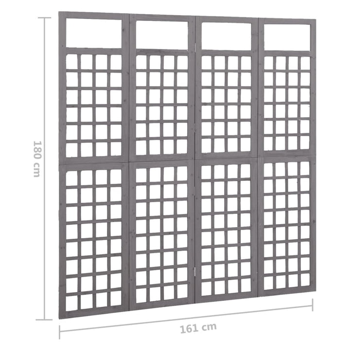 Kamerscherm/trellis met 4 panelen161x180 cm vurenhout grijs - Griffin Retail