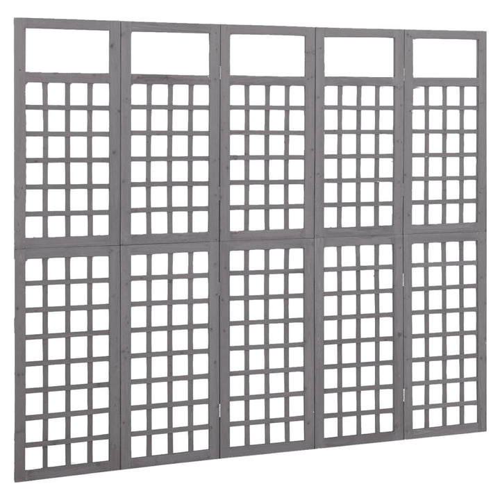 Kamerscherm/trellis met 5 panelen 201,5x180 cm vurenhout grijs - Griffin Retail