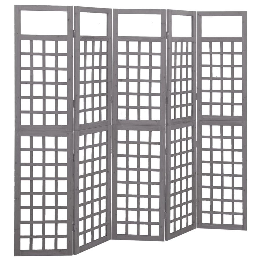 Kamerscherm/trellis met 5 panelen 201,5x180 cm vurenhout grijs - Griffin Retail