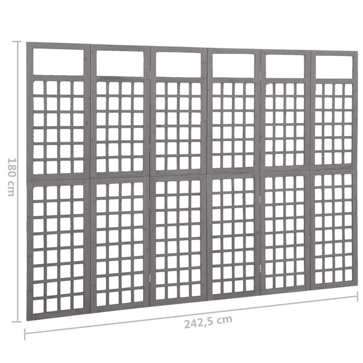 Kamerscherm/trellis met 6 panelen 242,5x180 cm vurenhout grijs - Griffin Retail