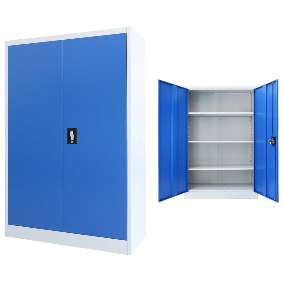 Kantoorkast 90x40x140 cm metaal grijs en blauw - Griffin Retail