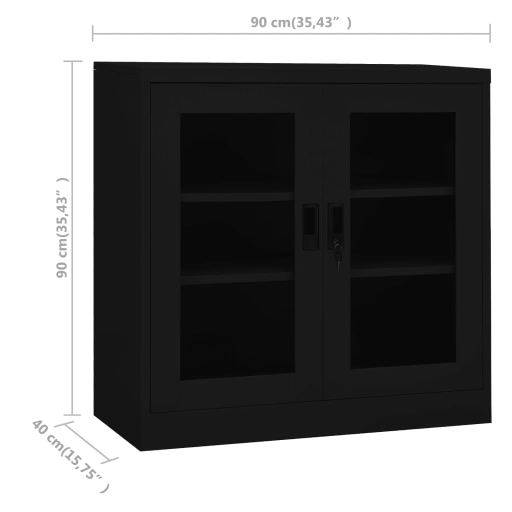 Kantoorkast 90x40x90 cm staal zwart - Griffin Retail