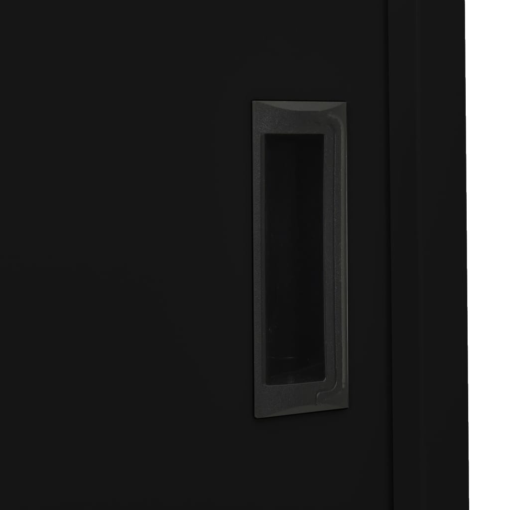 Kantoorkast met schuifdeuren 90x40x180 cm staal zwart - Griffin Retail