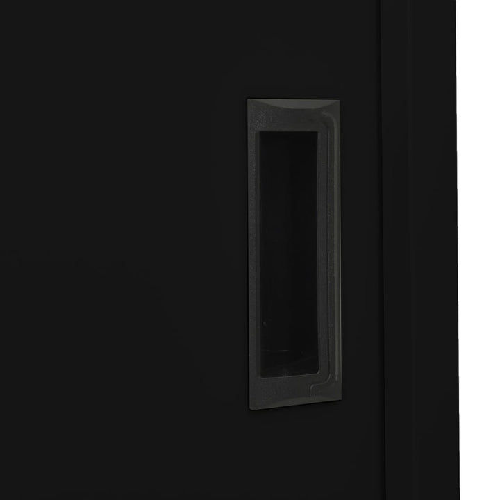 Kantoorkast met schuifdeuren 90x40x180 cm staal zwart - Griffin Retail