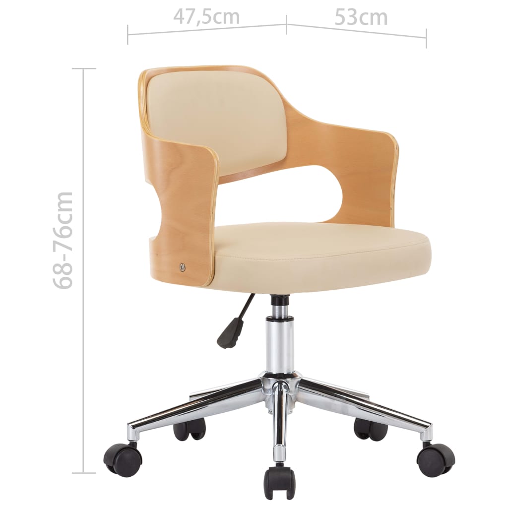 Kantoorstoel draaibaar gebogen hout en kunstleer crème - Griffin Retail