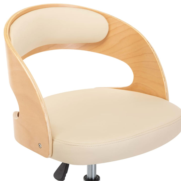 Kantoorstoel draaibaar gebogen hout en kunstleer crème - Griffin Retail