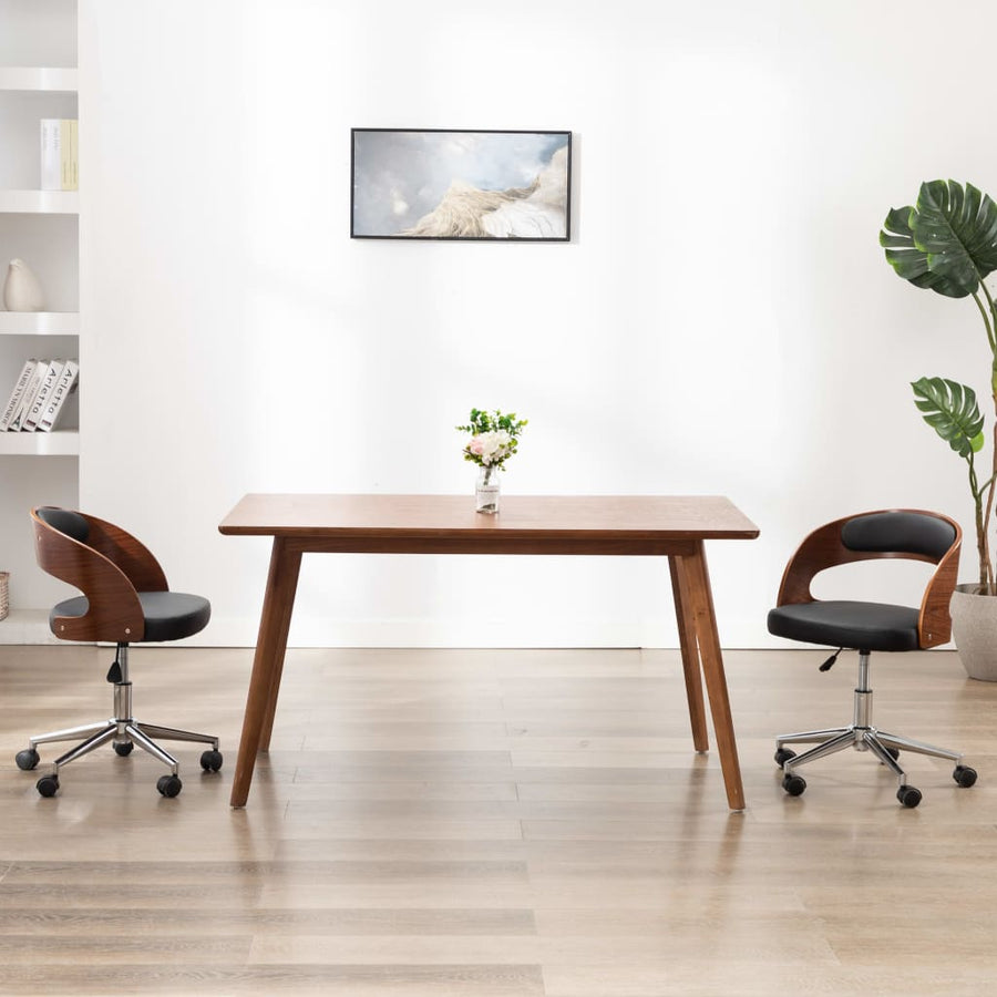 Kantoorstoel draaibaar gebogen hout en kunstleer zwart - Griffin Retail