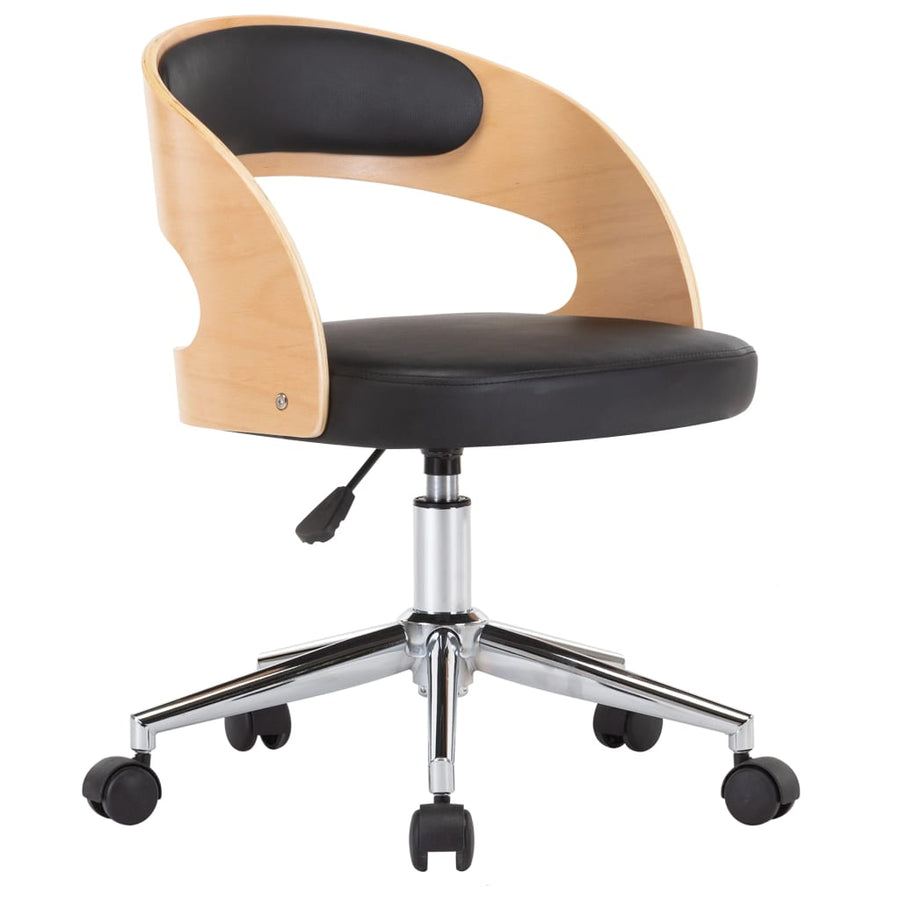 Kantoorstoel draaibaar gebogen hout en kunstleer zwart - Griffin Retail