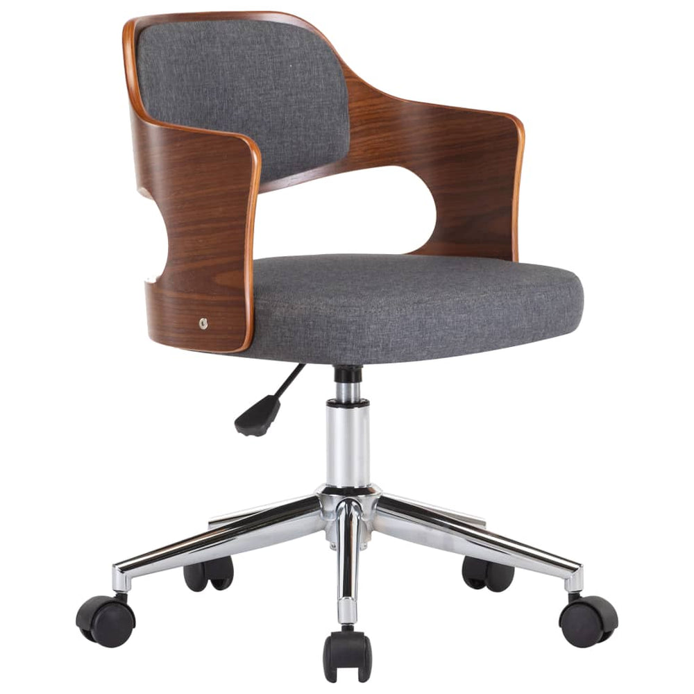Kantoorstoel draaibaar gebogen hout en stof grijs - Griffin Retail