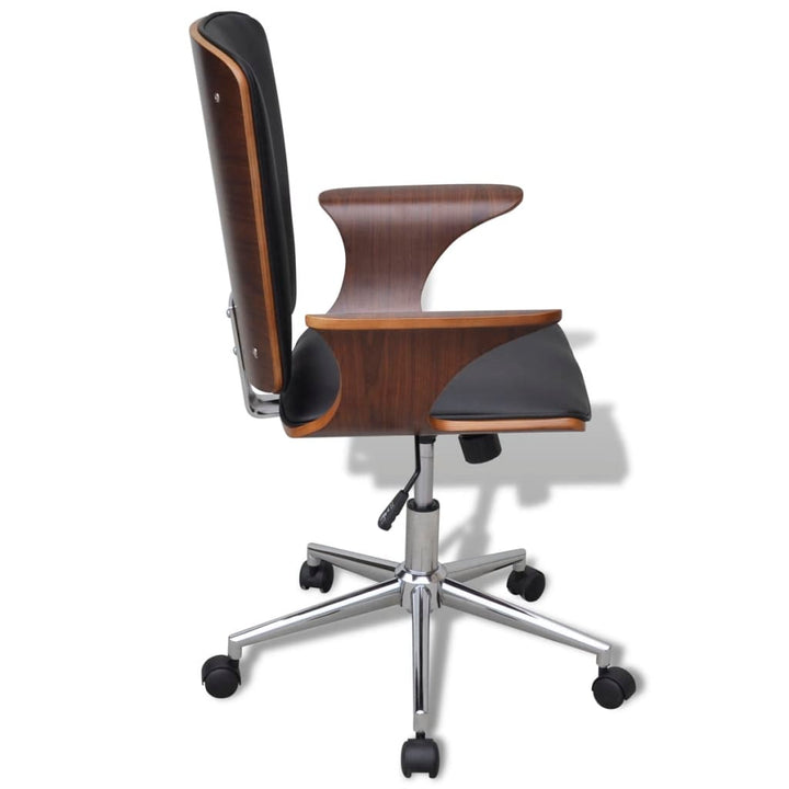 Kantoorstoel draaibaar kunstleer en gebogen hout crème - Griffin Retail