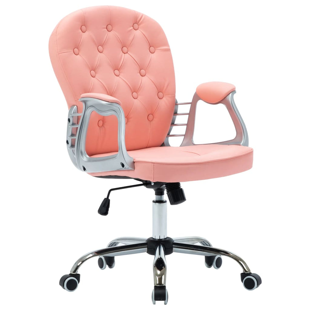 Kantoorstoel draaibaar kunstleer roze - Griffin Retail