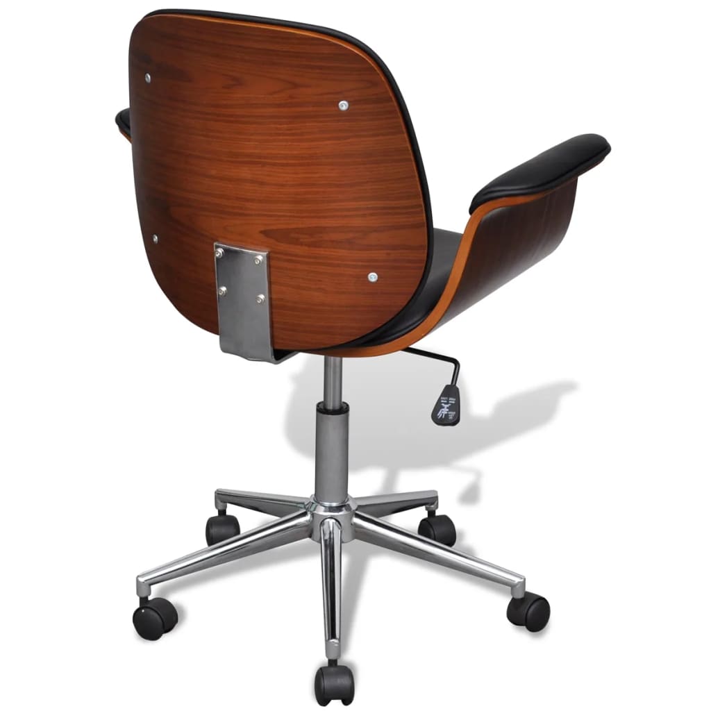 Kantoorstoel gebogen hout en kunstleer crème - Griffin Retail
