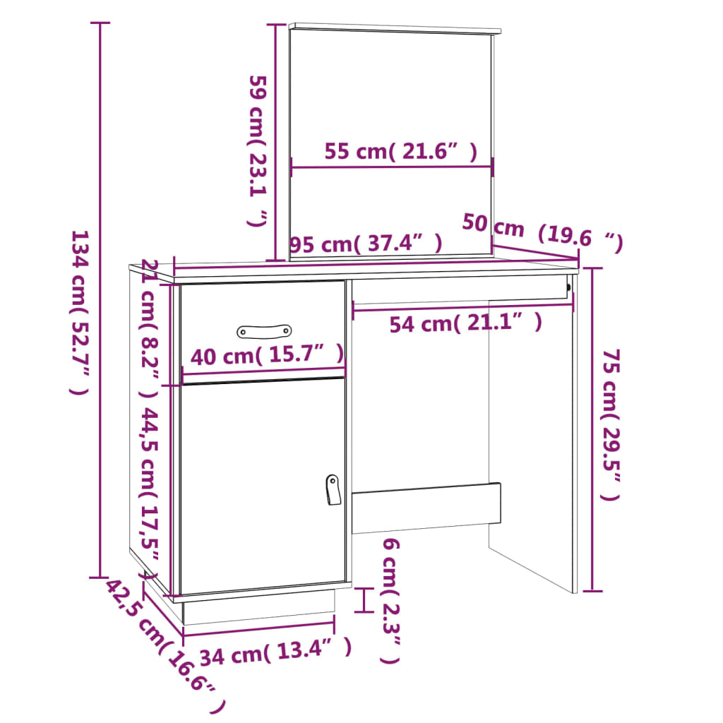 Kaptafel 95x50x134 cm massief grenenhout grijs - Griffin Retail