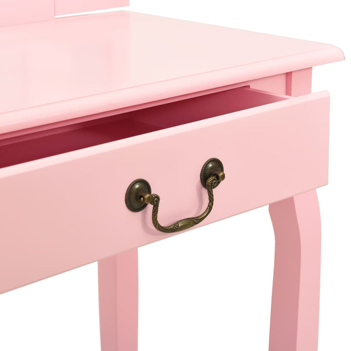 Kaptafel met kruk 65x36x128 cm paulowniahout MDF roze - Griffin Retail