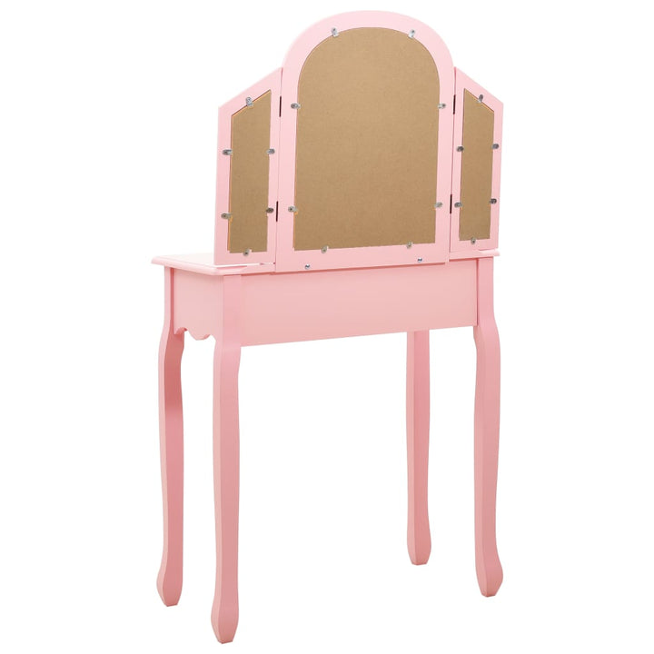 Kaptafel met kruk 65x36x128 cm paulowniahout MDF roze - Griffin Retail