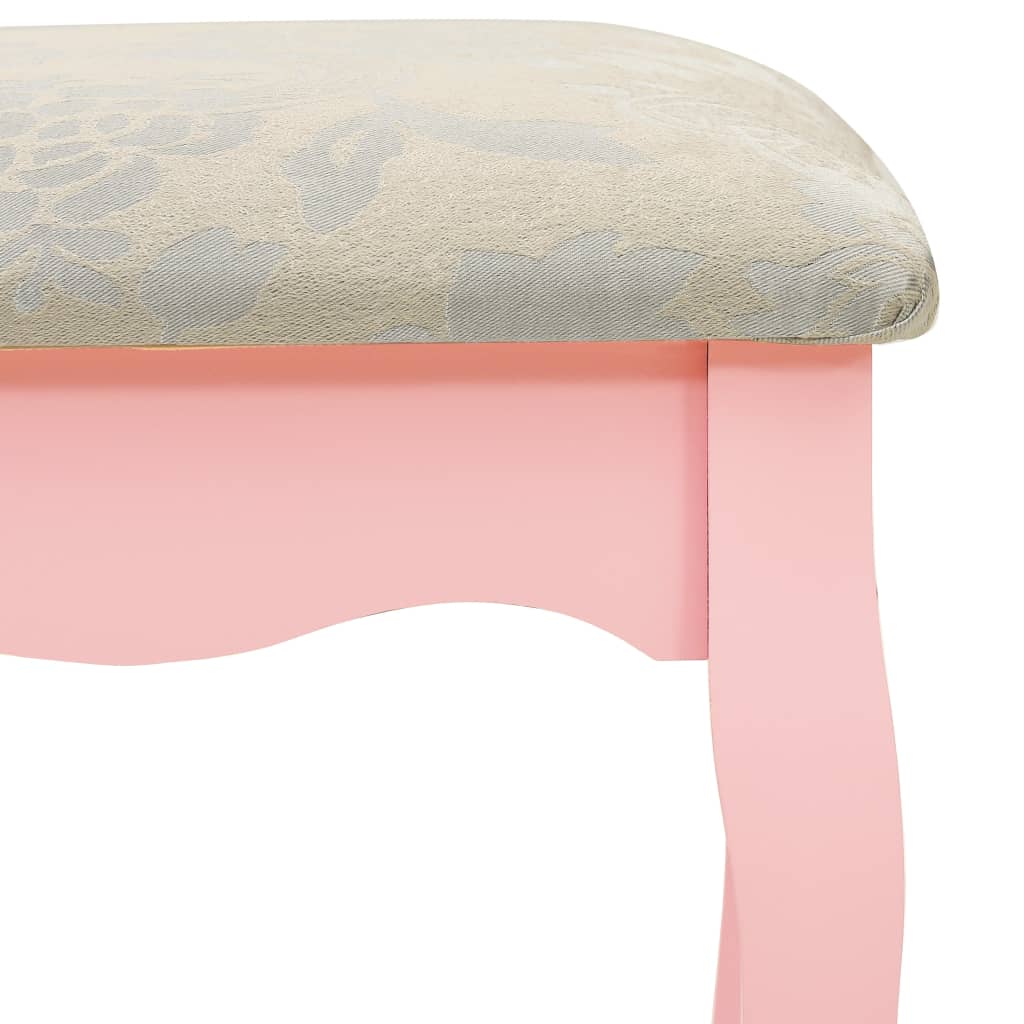 Kaptafel met kruk 65x36x128 cm paulowniahout MDF roze - Griffin Retail