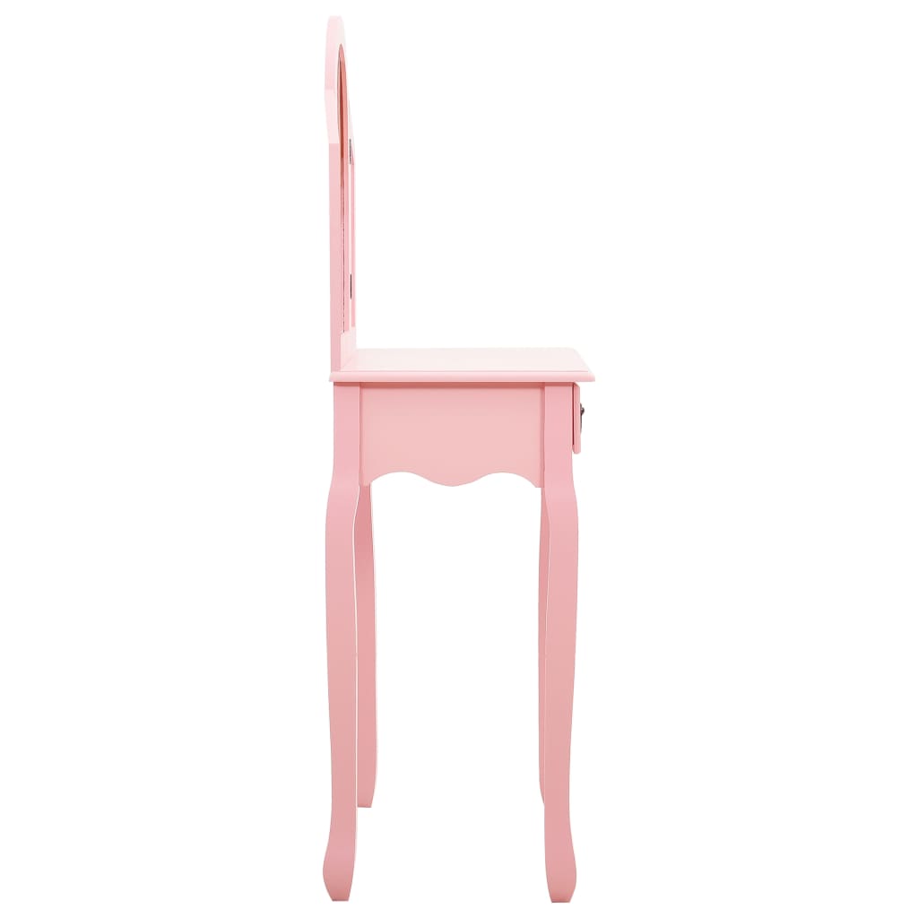 Kaptafel met kruk 65x36x128 cm paulowniahout MDF roze - Griffin Retail