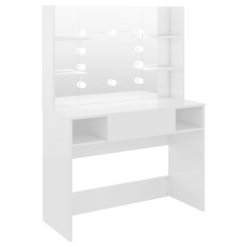 Kaptafel met LED-verlichting 100x40x135 cm MDF glanzend wit - Griffin Retail