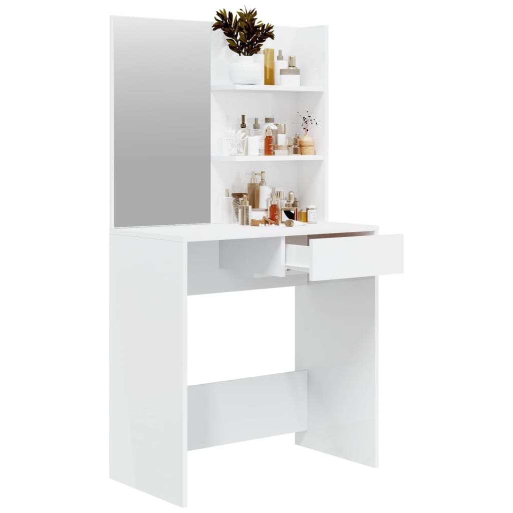 Kaptafel met spiegel 74,5x40x141 cm hoogglans wit - Griffin Retail