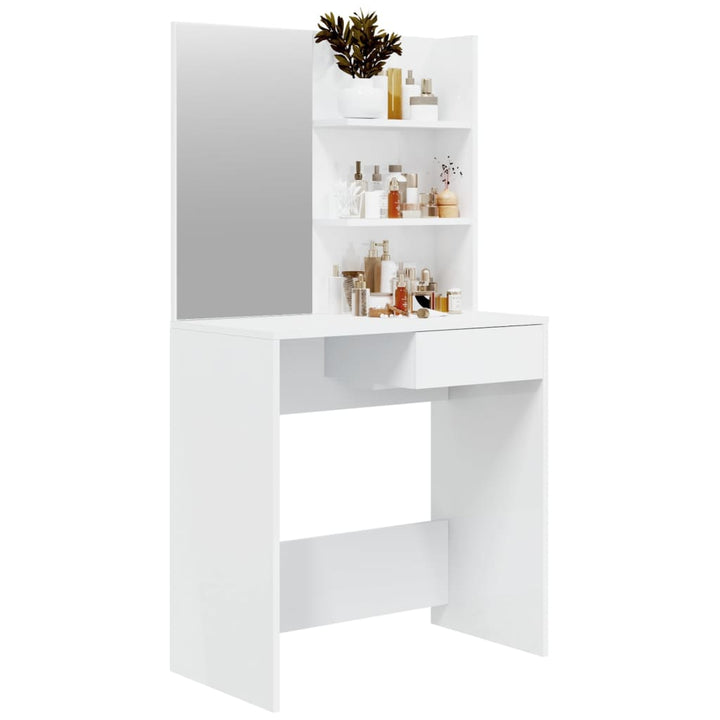 Kaptafel met spiegel 74,5x40x141 cm hoogglans wit - Griffin Retail