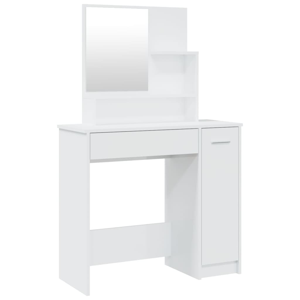 Kaptafel met spiegel 86,5x35x136 cm hoogglans wit - Griffin Retail