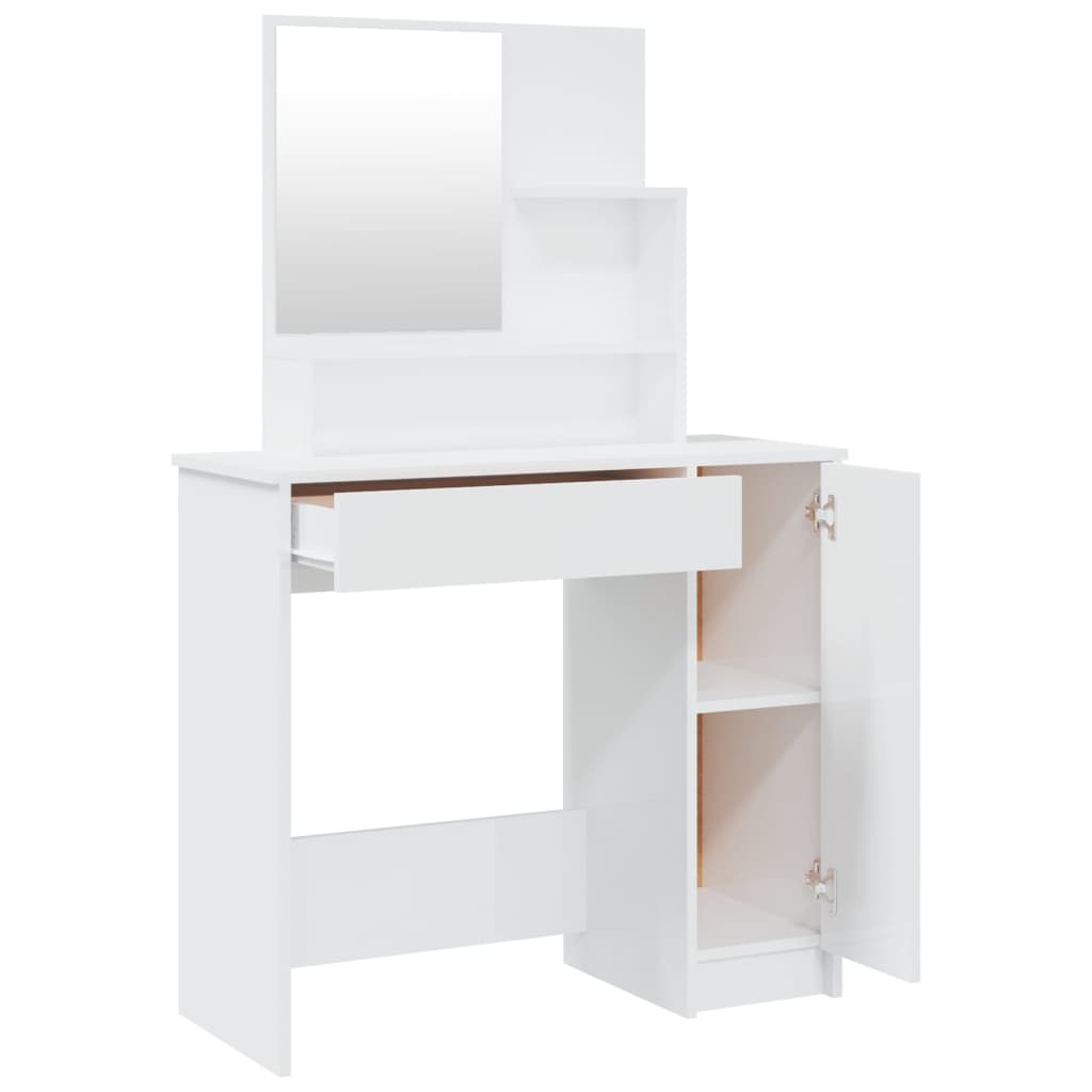 Kaptafel met spiegel 86,5x35x136 cm hoogglans wit - Griffin Retail