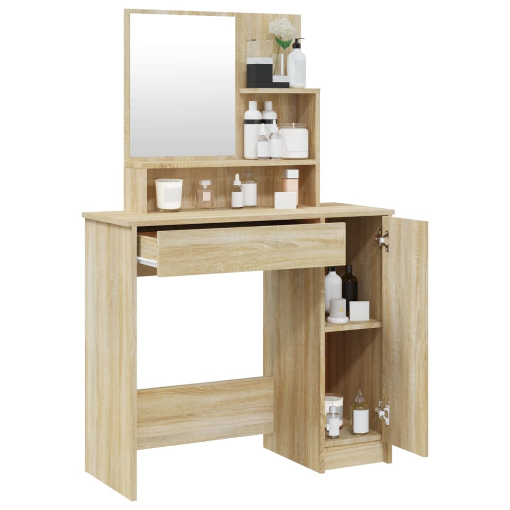 Kaptafel met spiegel 86,5x35x136 cm sonoma eikenkleurig - Griffin Retail