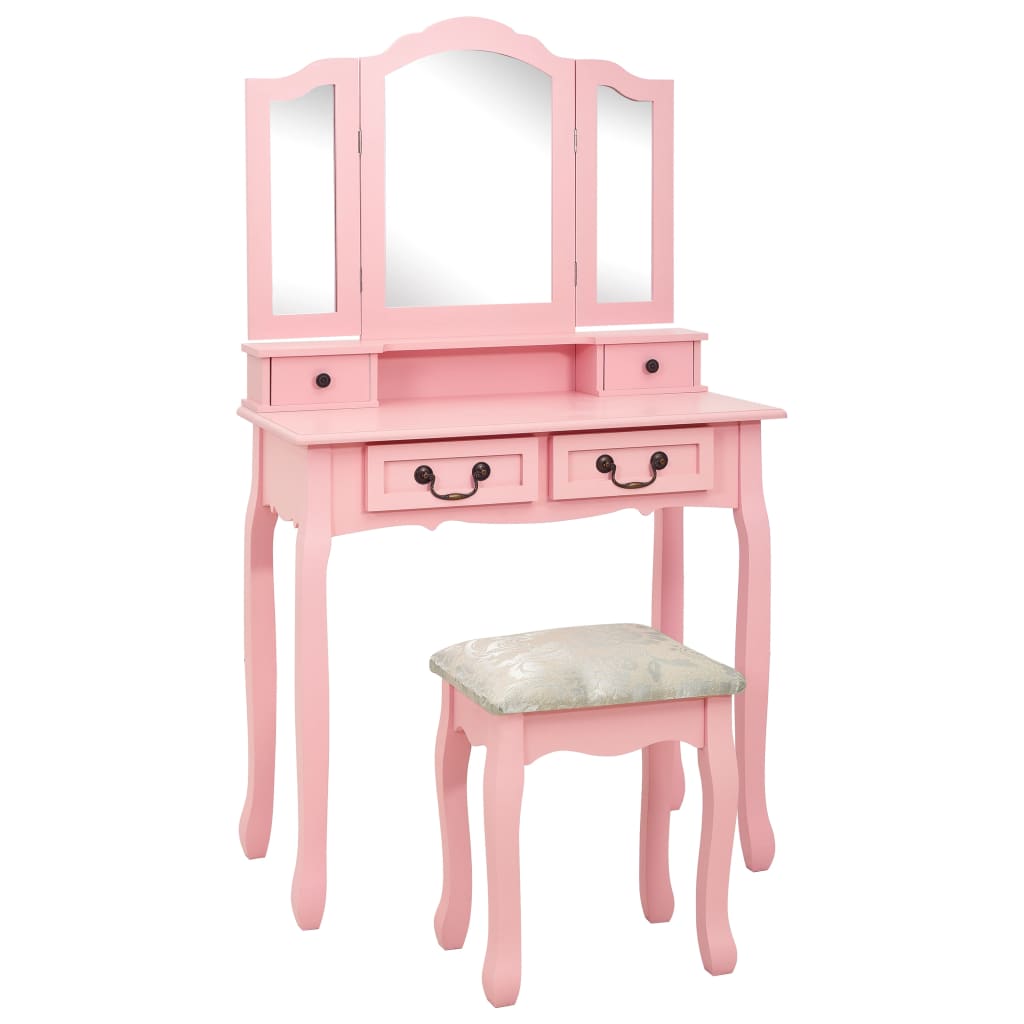 Kaptafelset met kruk 80x69x141 cm paulowniahout roze - Griffin Retail