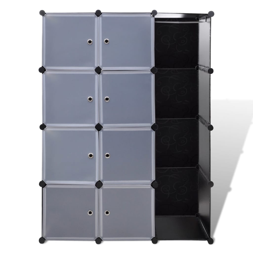 Kast met 9 vakken modulair 37x115x150 cm zwart en wit - Griffin Retail