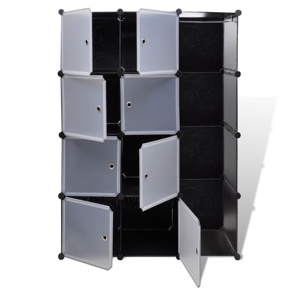 Kast met 9 vakken modulair 37x115x150 cm zwart en wit - Griffin Retail