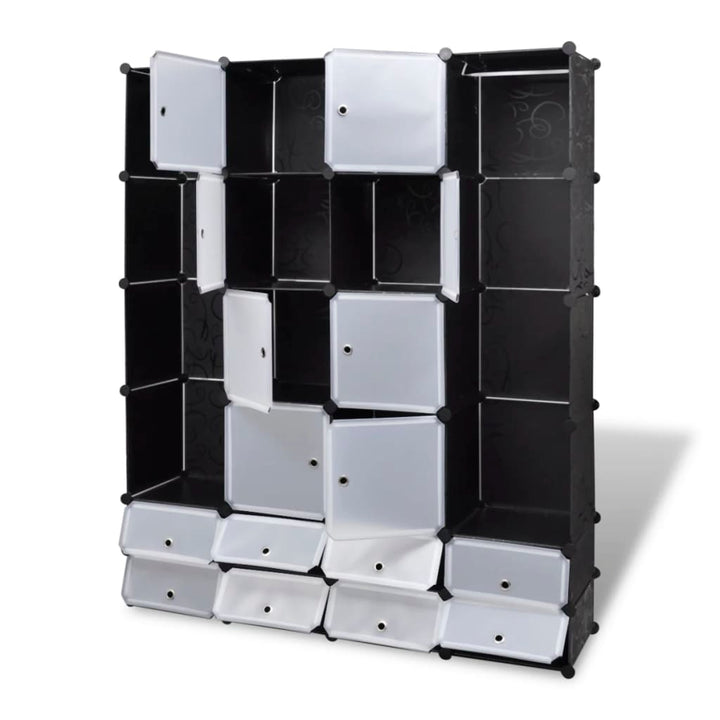 Kast modulair met 18 vakken 37x146x180,5 cm zwart en wit - Griffin Retail