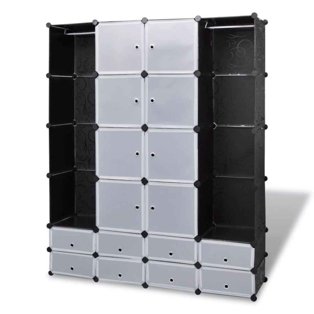 Kast modulair met 18 vakken 37x146x180,5 cm zwart en wit - Griffin Retail