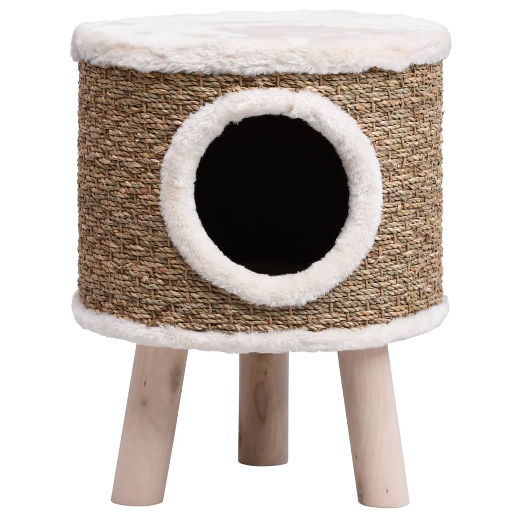 Kattenhuis met houten poten 41 cm zeegras - Griffin Retail